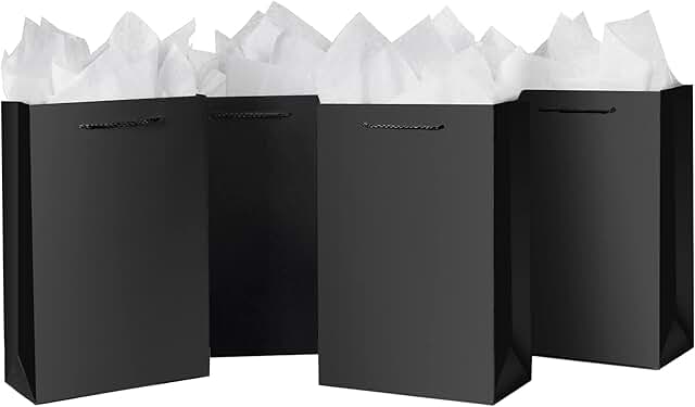 10 Black Gift Bags with Handles for Men