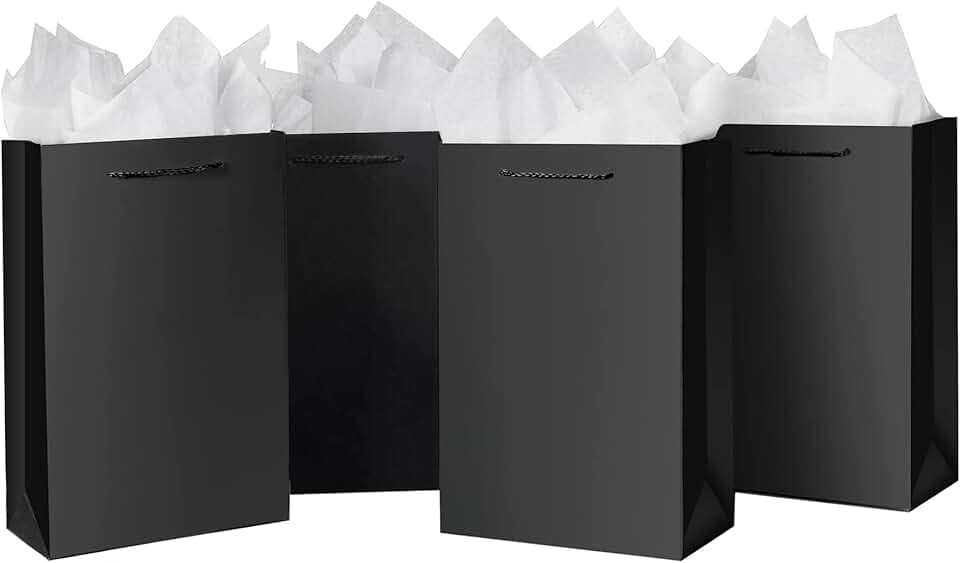 10 Black Gift Bags with Handles for Men