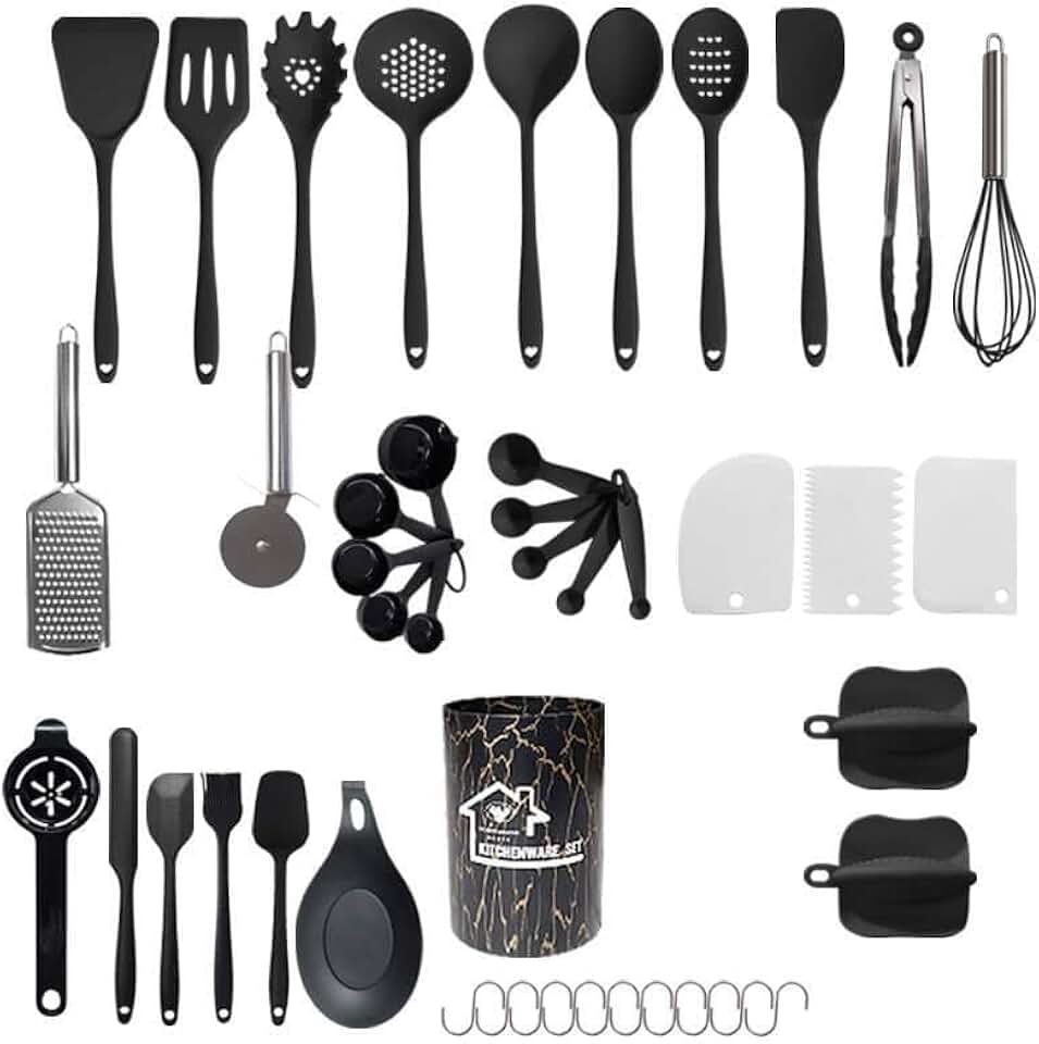 34-Piece Silicone and Stainless Steel Kitchen Utensil Set