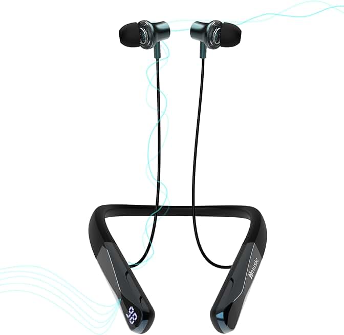 Wireless Neckband Earphones with Mic and 35H Battery