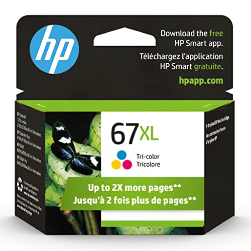 67XL Tri-color high-yield ink cartridge for compatible printers
