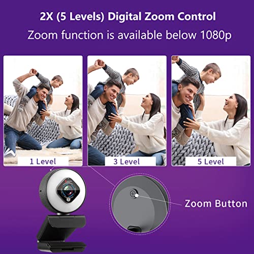 Streaming Webcam 1080P with Ring Light - HD Web Camera with Digital Zoom Autofocus for Computer PC Laptop Mac - 962 USB Web Cam for Gaming Xbox Google Meet