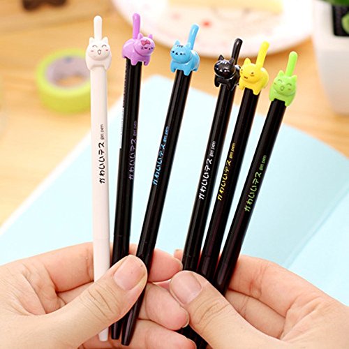 Set of 8 Cute Cat Gel Pens with Black Ink