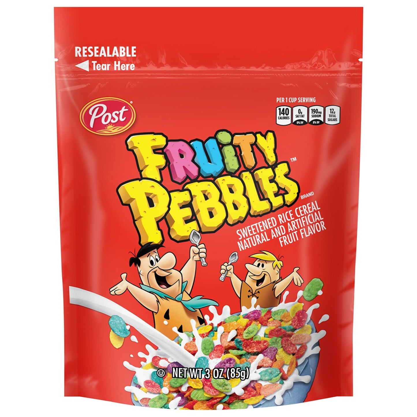 Post(R) Fruity Pebbles Cereal, 3-oz. Packs (Pack of 6)