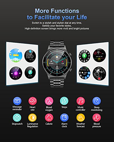 Smart Watch for Android Phones Compatible with iPhone Samsung, Activity Tracking Smartwatch with Heart Rate Sleep Monitor IP68 Waterproof Fitness Tracker Pedometer Stopwatch Smart Watch for Men