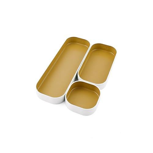 Three-Piece Shallow Metal Organizer Tray Set