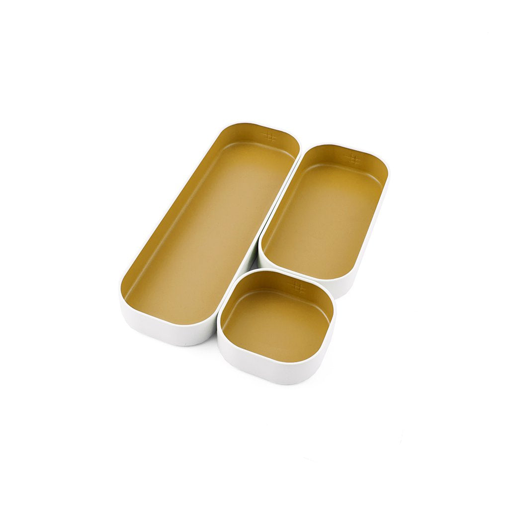 Three-Piece Shallow Metal Organizer Tray Set