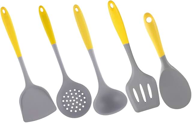 Silicone Cooking Utensil Set with Soup Spoon Spatula and Ladle