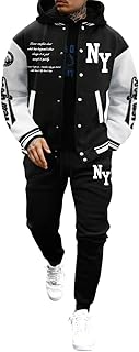 Men's Color Block Letter Graphic Tracksuit Set