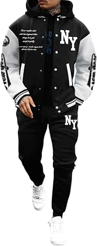 Men's Color Block Letter Graphic Tracksuit Set