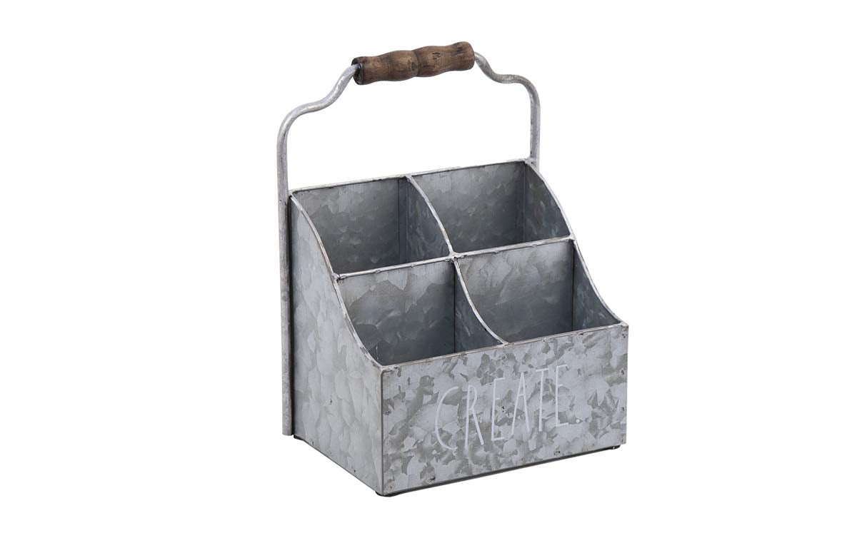 Galvanized Steel Desktop Organizer with Four Compartments