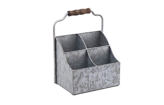 Galvanized Steel Desktop Organizer with Four Compartments