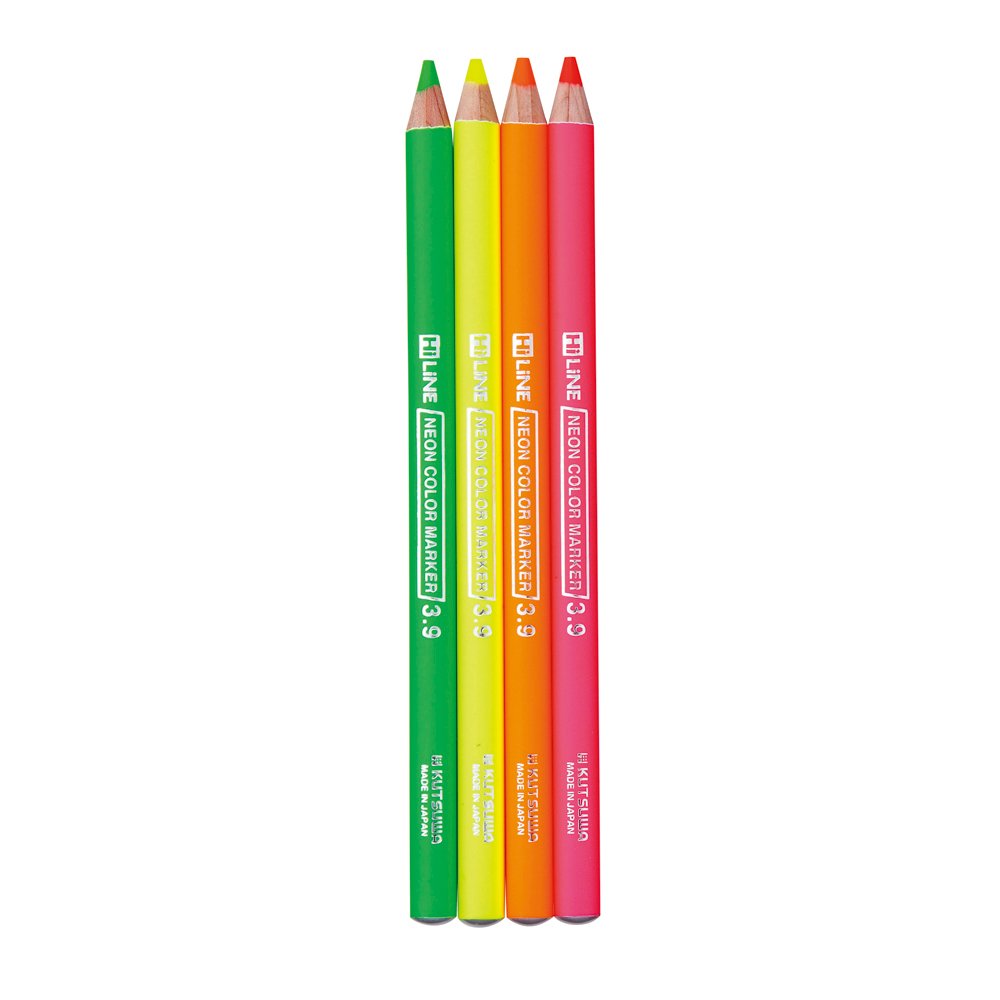 Bright Fluorescent Highlighter Pencil Set with Four Colors