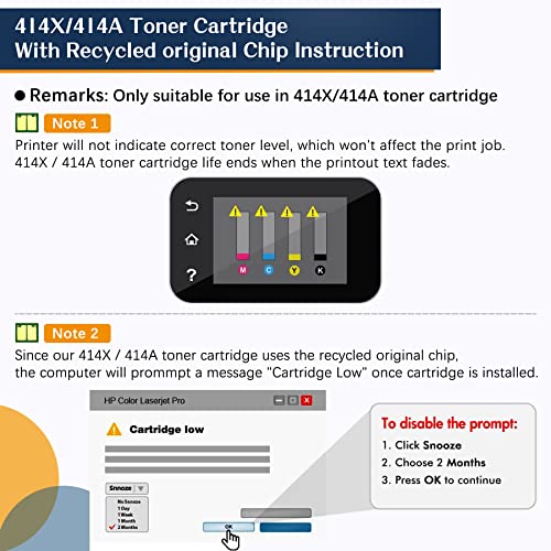 (with CHIP) Compatible Toner Cartridge Replacement for HP 414A W2020A 414X W2020X HP Color Pro MFP M479fdw M454dw M479fdn M454dn M454 M479 Toner Printer (Black Cyan Yellow Magenta,4-Pack)