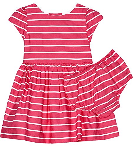Baby Girl Striped Fit & Flare Dress & Bloomer Set Pink/White (3 Months)