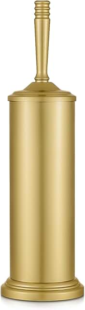 Gold stainless steel toilet brush with holder