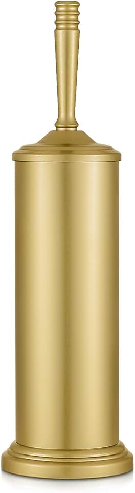 Gold stainless steel toilet brush with holder