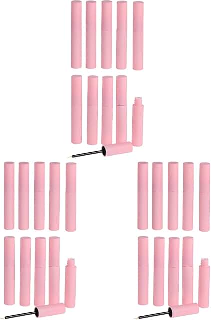 Set of 30 pink 10ml refillable eyeliner tubes with brushes