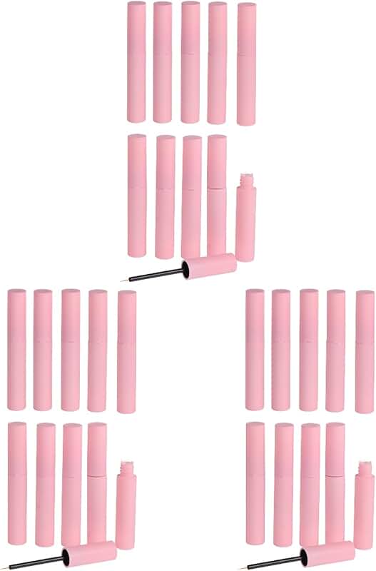 Set of 30 pink 10ml refillable eyeliner tubes with brushes