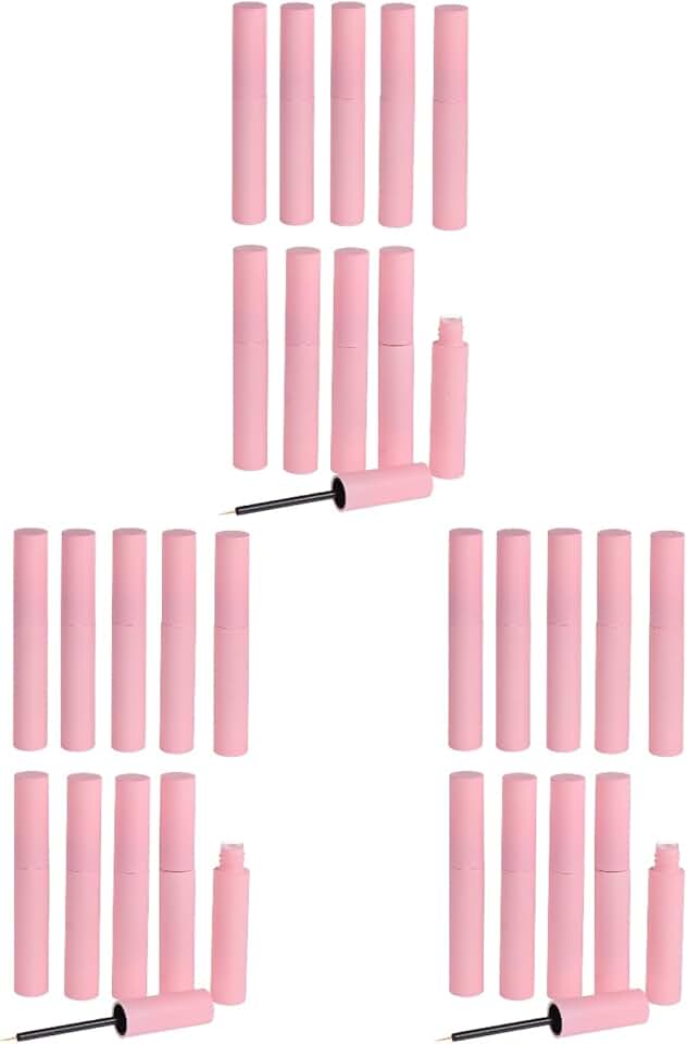 Set of 30 pink 10ml refillable eyeliner tubes with brushes