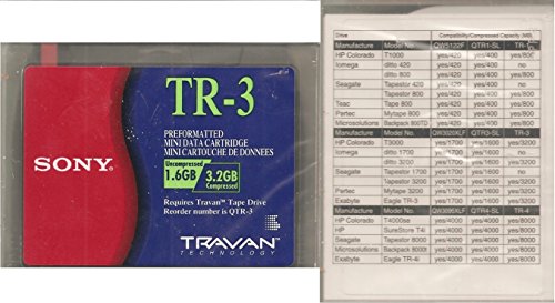 TR3 1.6/3.2GB Cartridge for Travan Tape Drive Pre-Formatted 1-Pack Restock
