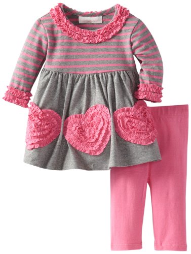 Baby-girls   Bonaz Heart Legging Set, Pink, 0-3 Months