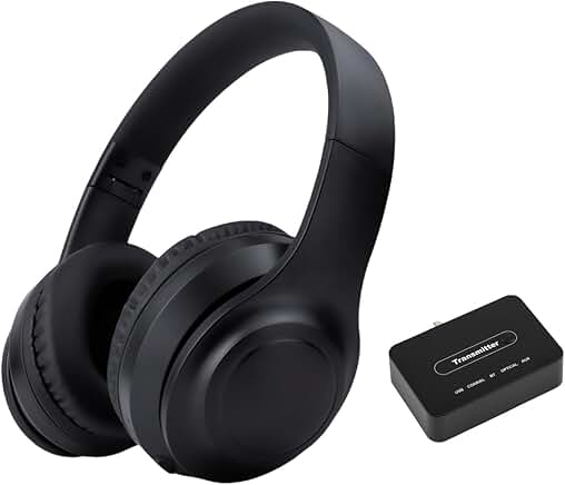 Wireless Noise Cancelling TV Headphones with 5-in-1 Transmitter