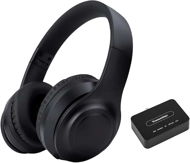 Wireless Noise Cancelling TV Headphones with 5-in-1 Transmitter