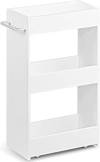 Wood Rolling Storage Cart with 3 Tiers and Handle