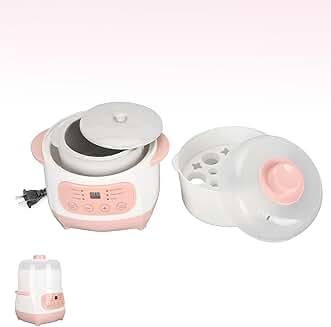 Pink 1L Electric Stew Pot for Home Kitchen