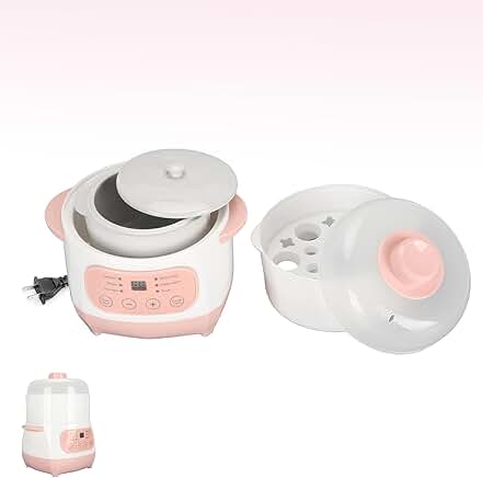 Pink 1L Electric Stew Pot for Home Kitchen