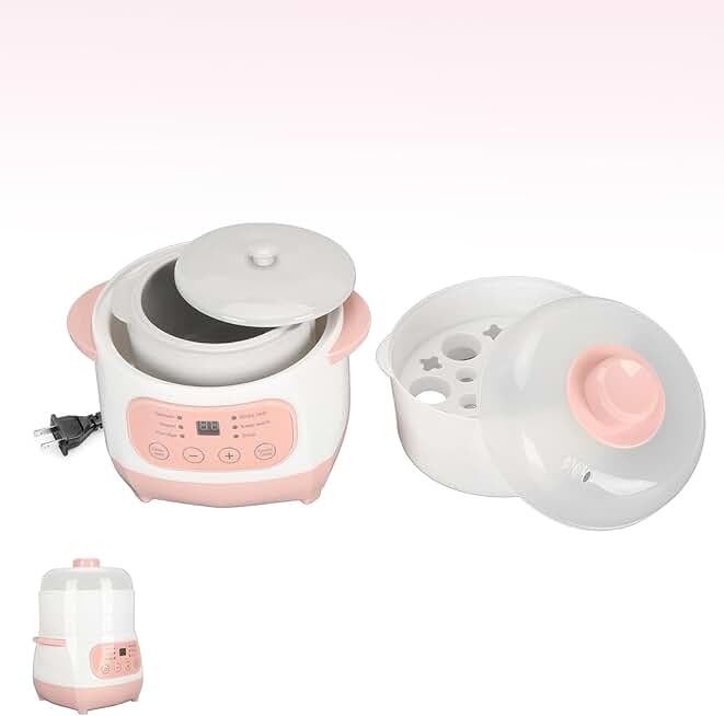 Pink 1L Electric Stew Pot for Home Kitchen