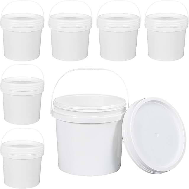 Set of 8 Thickened Plastic Storage Buckets with Lids