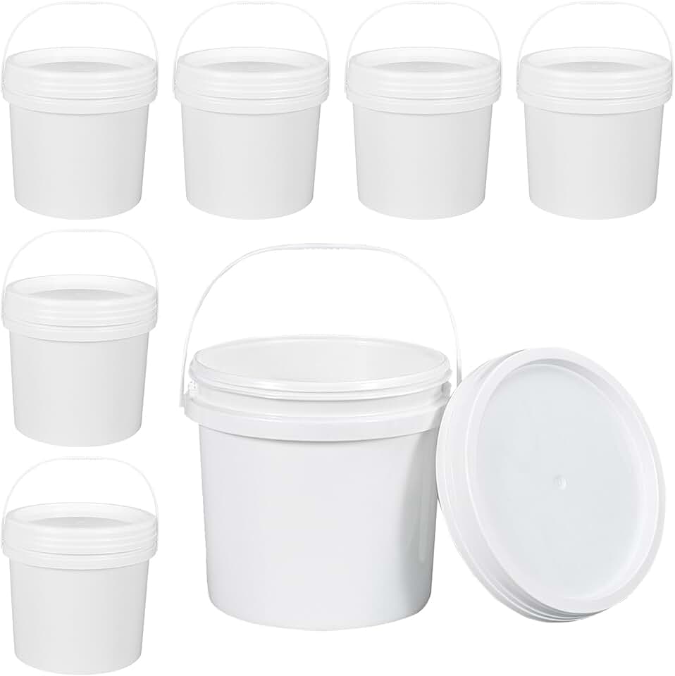 Set of 8 Thickened Plastic Storage Buckets with Lids