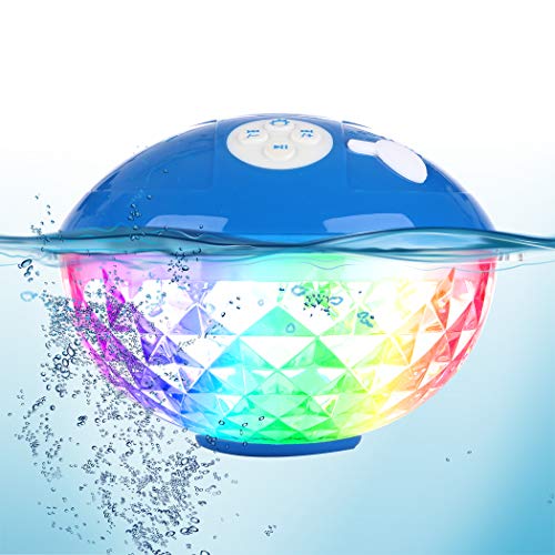 Bluetooth Speakers with Colorful Lights, Portable Speaker IPX7 Waterproof Floatable, Built-in Mic,Crystal Clear Sound Speakers Bluetooth Wireless 50ft Range for Home Shower Outdoors Pool Travel