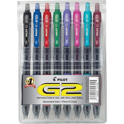 Set of 8 Fine Point Gel Pens in Assorted Colors