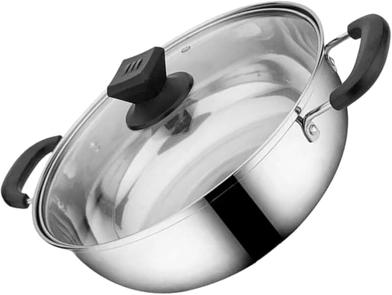 Large Stainless Steel Double Handle Hot Pot