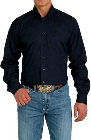 Men's Navy Paisley Print Button-Down Shirt
