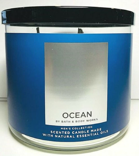 Ocean 3 Wick Candle 14.5 Ounce White Label Blue Packaging from 2021