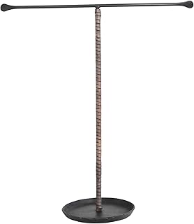 Modern black metal and leather jewelry stand