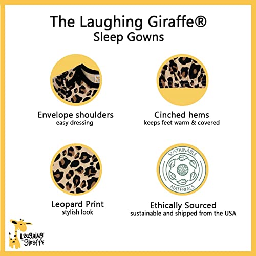 Uni  Long Sleeve Cotton Baby Gown (Tan Leopard),0 - 3 Months