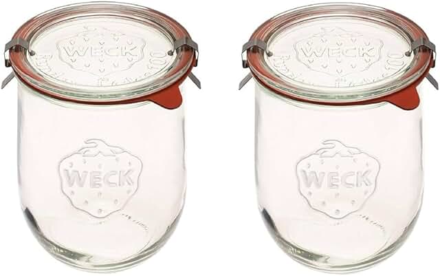 Large 1L Tulip Jars for Canning and Storage, 2 with Glass Lids