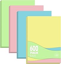 600 Sheets Pastel Colored Copy Paper 8.5x11 Inches