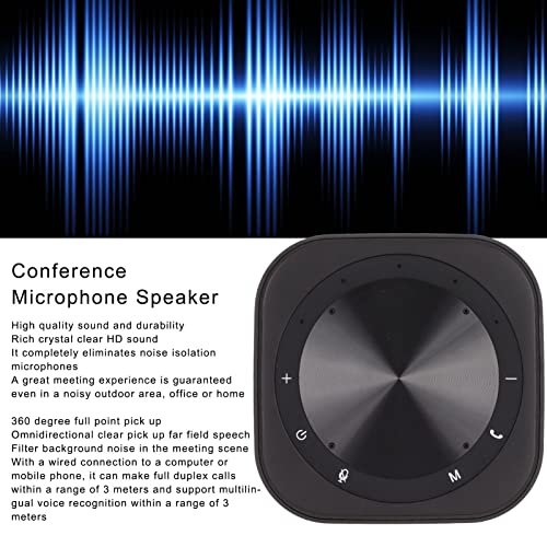 Bluetooth Speakerphone, 360 Omnidirectional Conference Microphone Speaker PC Computer Condenser Mic for Online Meeting Class, Zoom Call, Skype