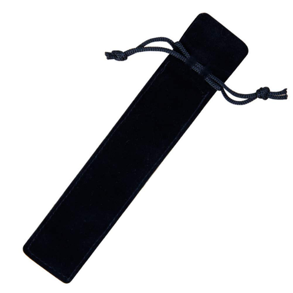 Set of 10 Black Velvet Drawstring Pencil Bags