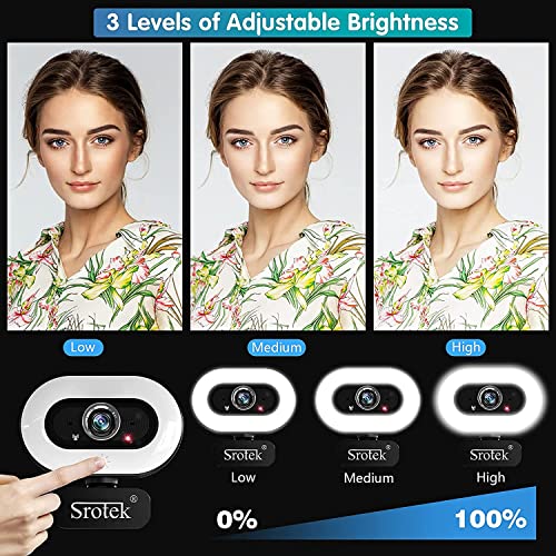 Webcam with Microphone Full HD 1080p Manual Focus USB Web Camera with Plug and Play, Tripod & Privacy Cover, Live Streaming Web Cam with Ring Light for Desktop,Laptop,PC Video Calling,Black