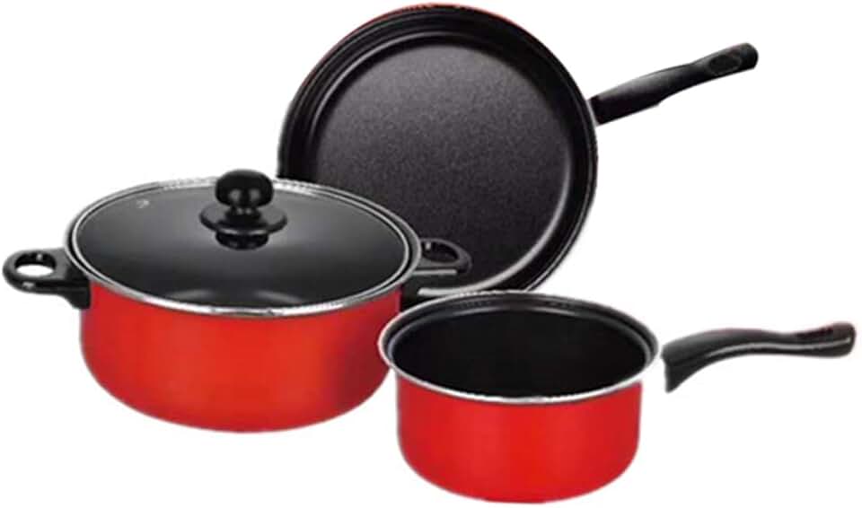 Three-piece nonstick frying and soup pan set