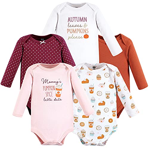 Unisex  Cotton Long-Sleeve Bodysuits Pumpkin Spice Date 5-Pack, 0-3 Months