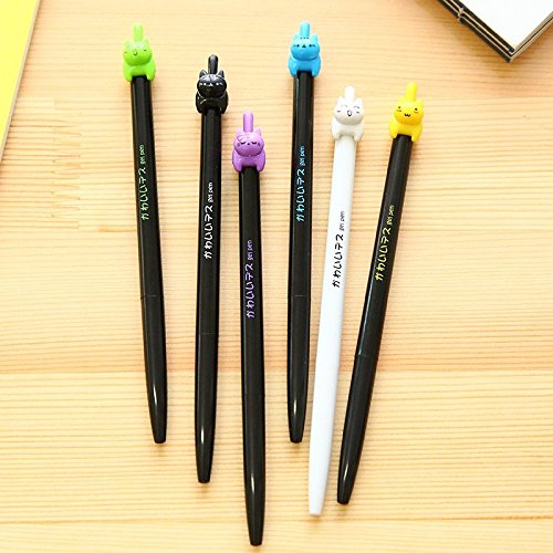 Set of 8 Cute Cat Gel Pens with Black Ink