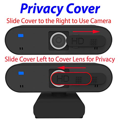 Webcam with Microphone - Computer Camera Full HD Webcam 1080P with Privacy Cover, Widescreen USB Web Cameras for Computers for Streaming, Skype, Video Conference, Suitable for MAC Laptop Desktop